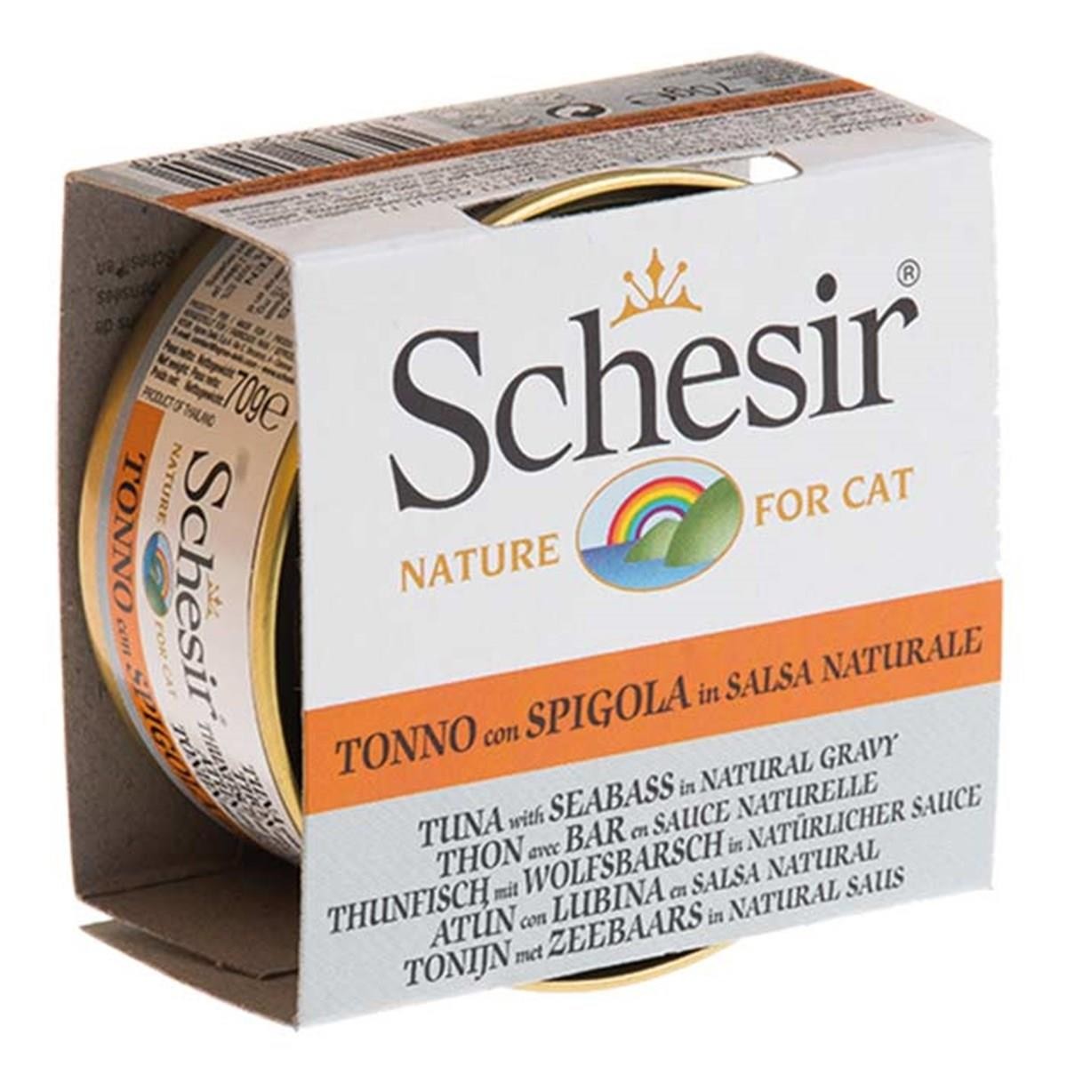 Schesir Soslu Ton Balıklı ve Levrek Etli Kedi Konservesi 70 Gr