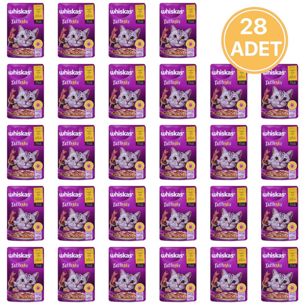 Whiskas Pouch Tasty Mix Kuzulu ve Hindili Yetişkin Kedi Konservesi 85 Gr (28 ADET)