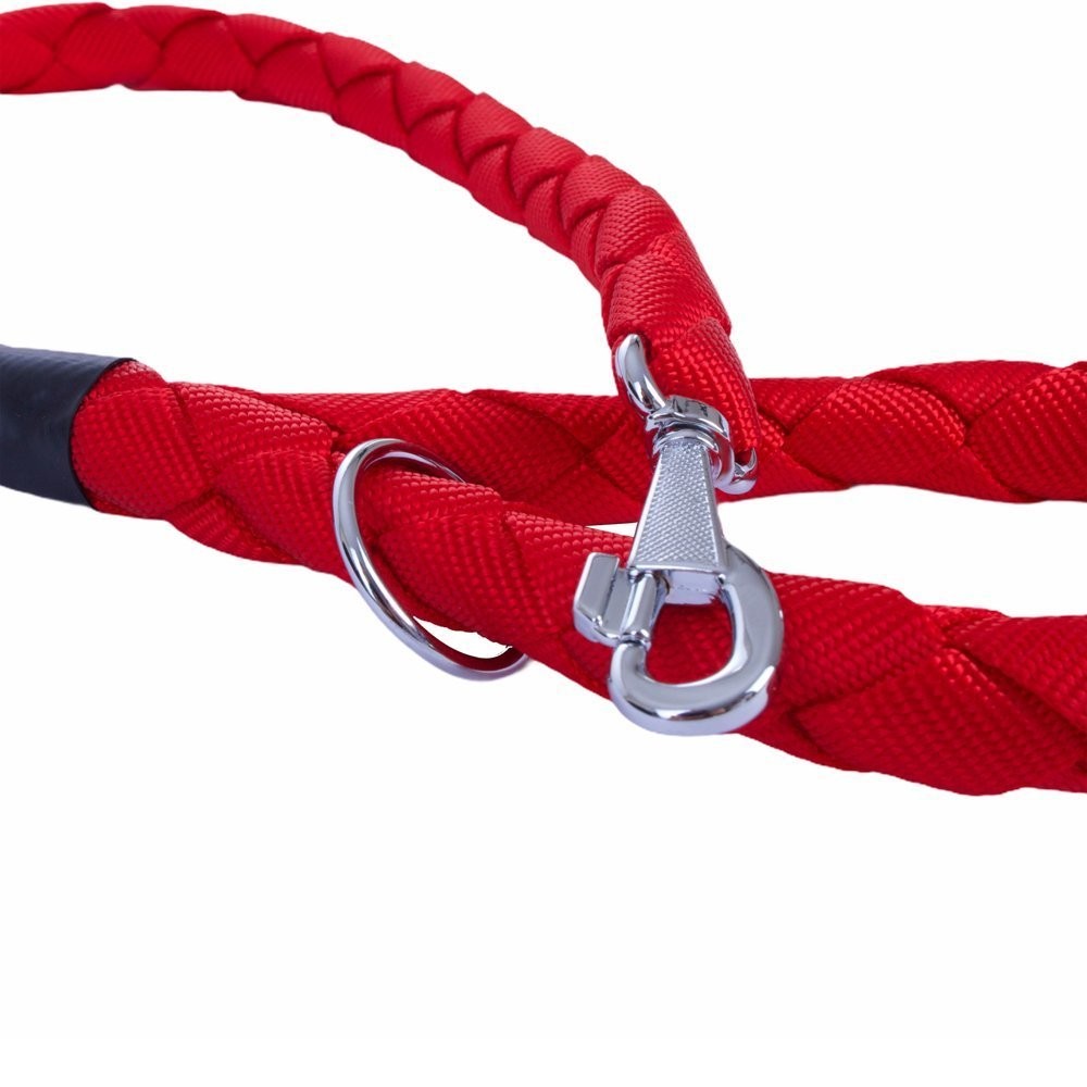 Doggie Dokumadan El Yapımı Örgülü Köpek Gezdirme Kayışı M-3x100 Cm Kırmızı
