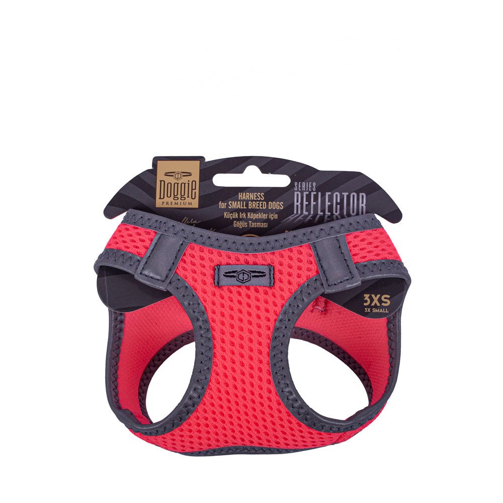 Doggie Havalı Dokuma Reflektör Serisi Küçük Irk Göğüs Tasması Pembe 3XS-22-26 Cm