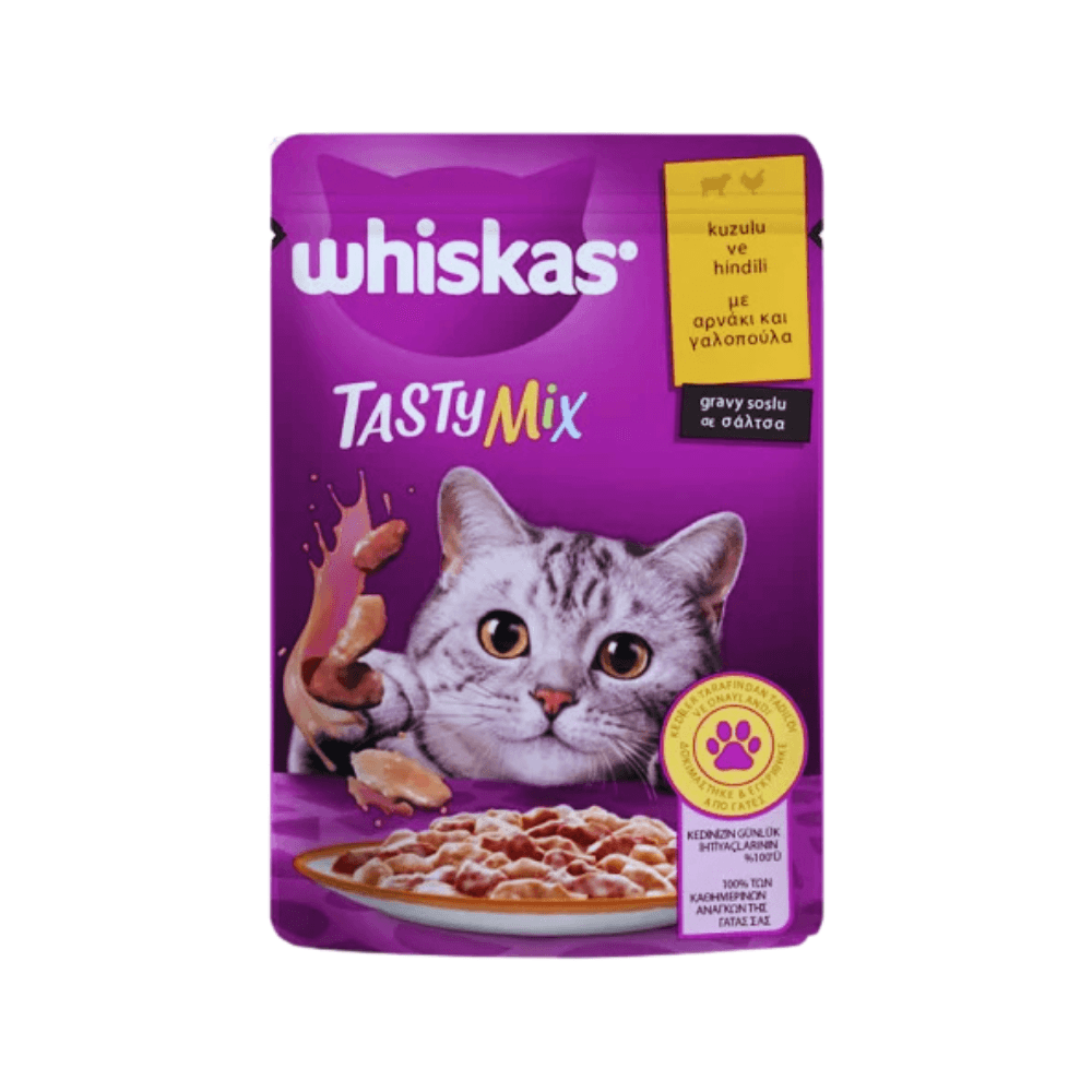 Whiskas Pouch Tasty Mix Kuzulu ve Hindili Yetişkin Kedi Konservesi 85 Gr