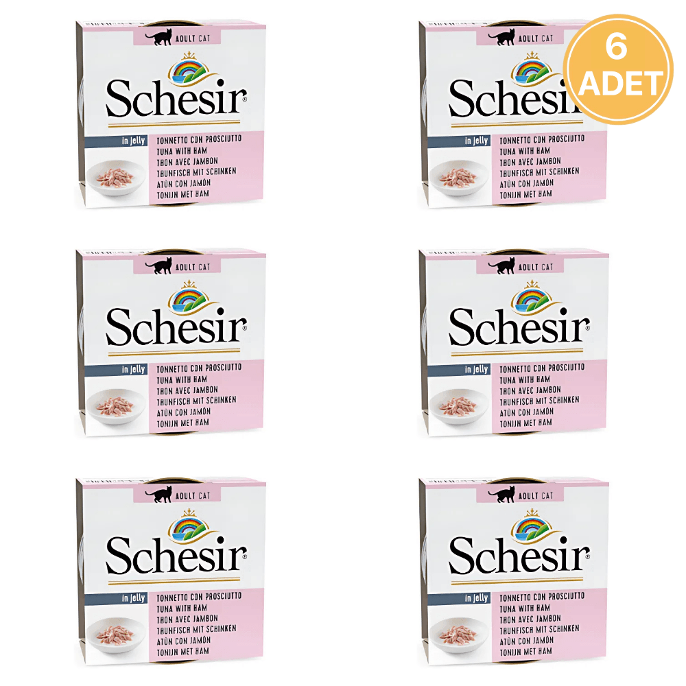 Schesir Ton Balıklı ve Jambonlu Yetişkin Kedi Konservesi 85 Gr (6 Adet)