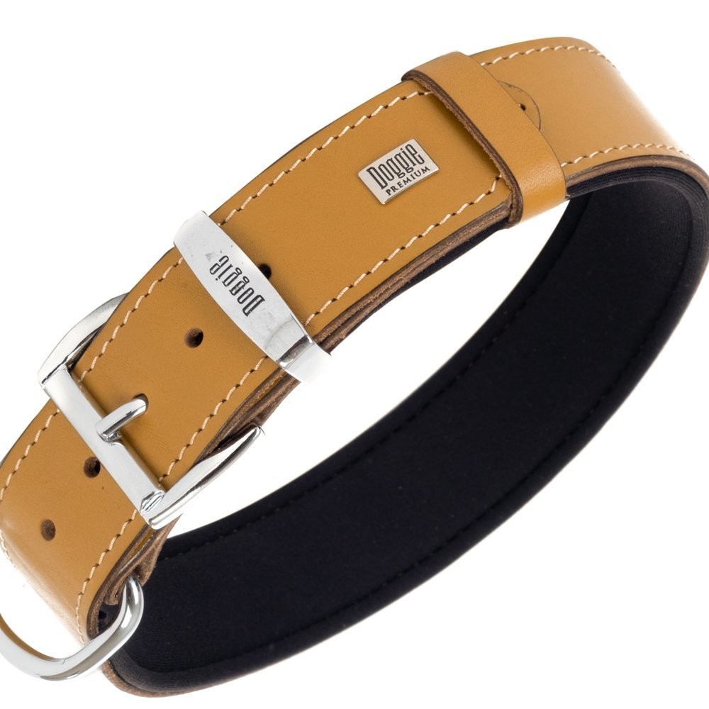 Doggie Konforlu Gerçek Deriden El Yapımı Çivili Köpek Boyun Tasması 4x52-60 Cm Camel