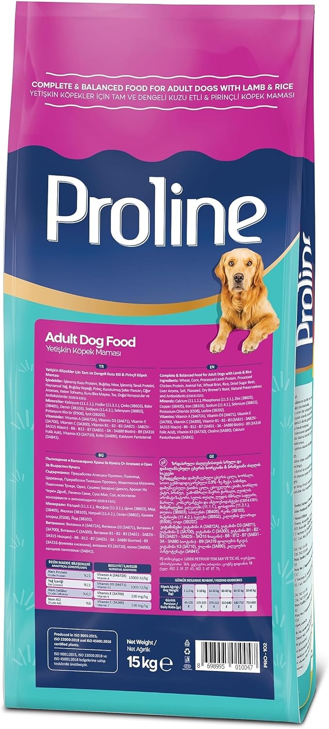 Proline Kuzu Etli ve Pirinçli Yetişkin Köpek Maması 15 Kg