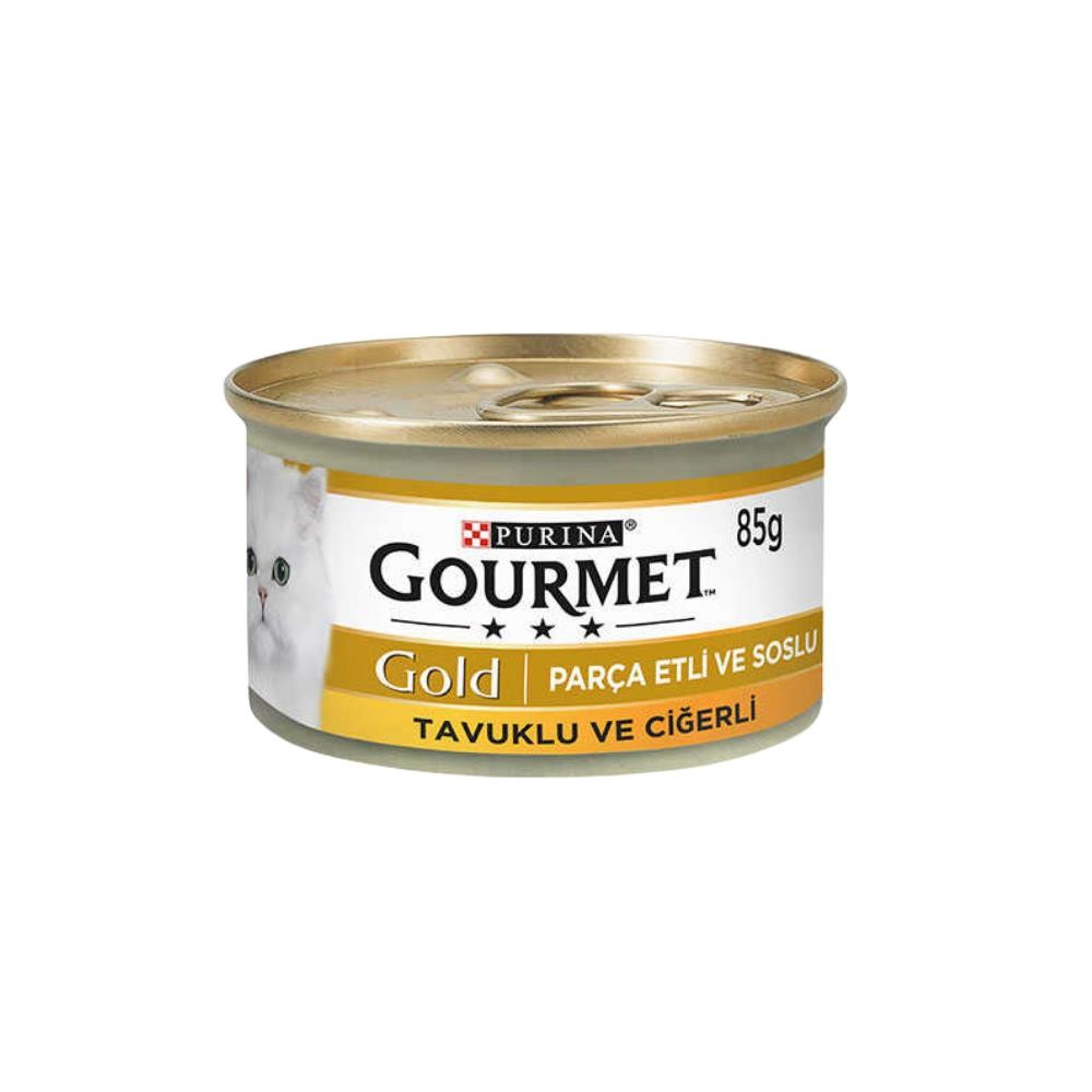Gourmet Gold Parça Etli ve Soslu Tavuk Etli Ciğerli Kedi Konservesi 85 Gr