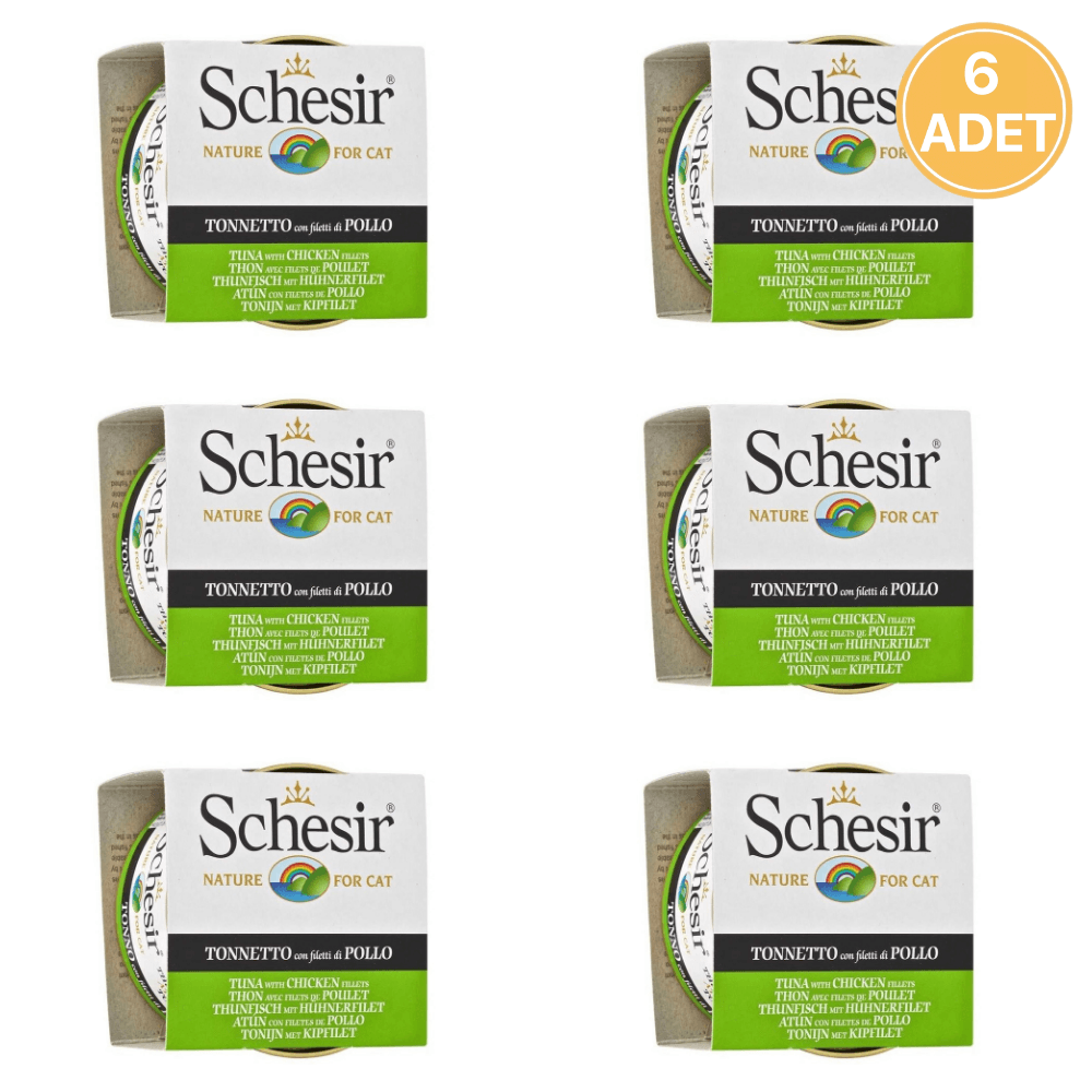 Schesir Ton Balıklı ve Tavuk Etli Yetişkin Kedi Konservesi 85 Gr (6 Adet)