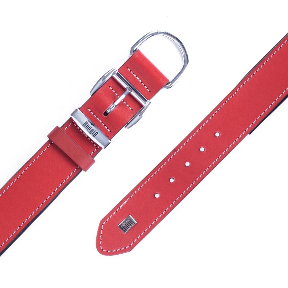 Doggie Konforlu Gerçek Deriden El Yapımı Köpek Boyun Tasması 4x57-65 Cm Kırmızı