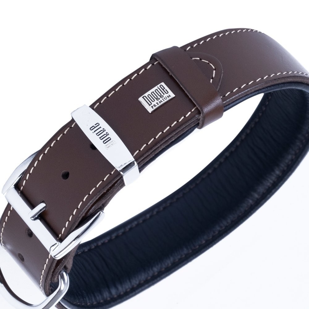 Doggie Firstclass Gerçek Deriden El Yapımı Köpek Boyun Tasması 4x57-65 Cm Kahverengi
