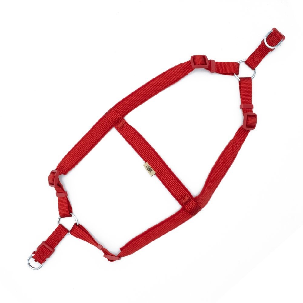 Doggie Polar Dokumadan El Yapımı Ronin Model Köpek Göğüs Tasması L-2x55-65 Cm Kırmızı