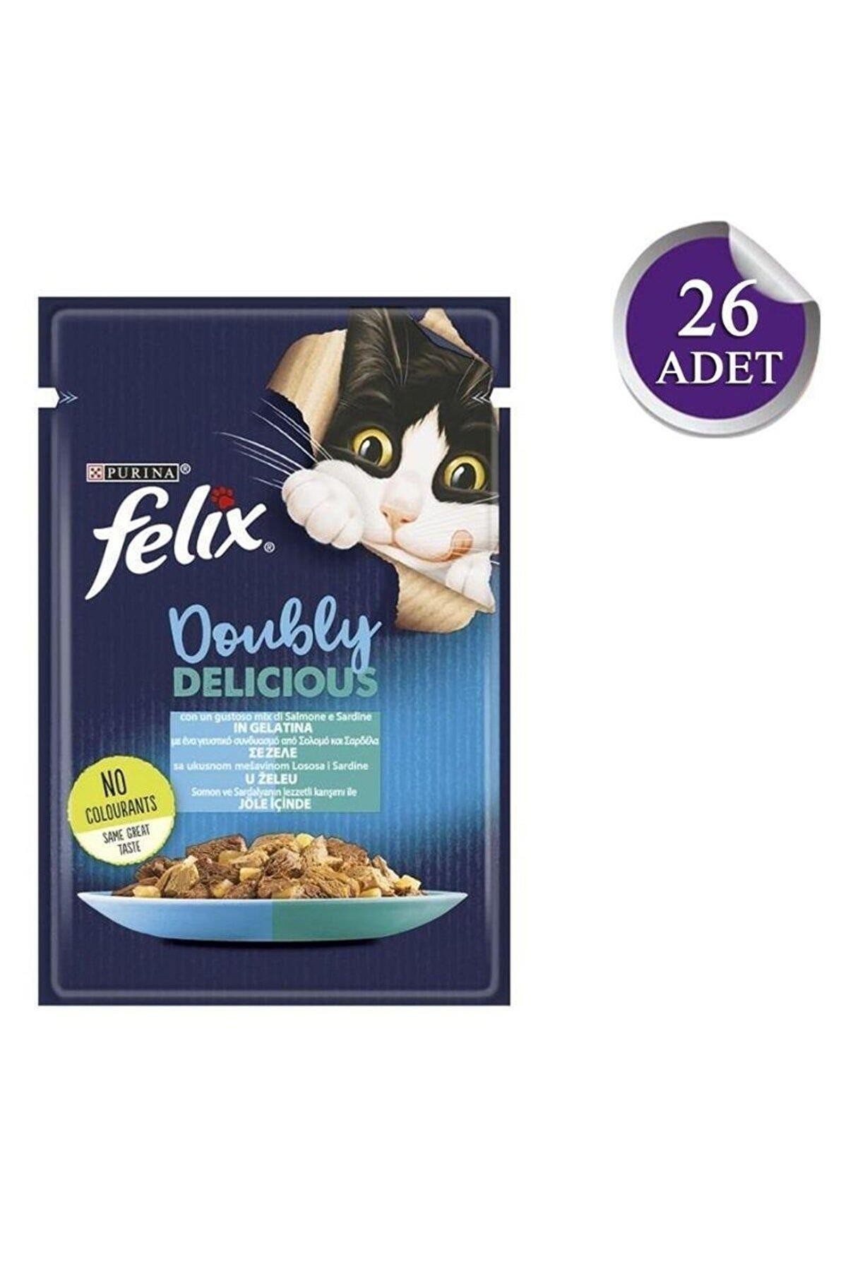 Felix Çifte Lezzet Somon ve Sardalyalı Kedi Konservesi 85 Gr (26 Adet)