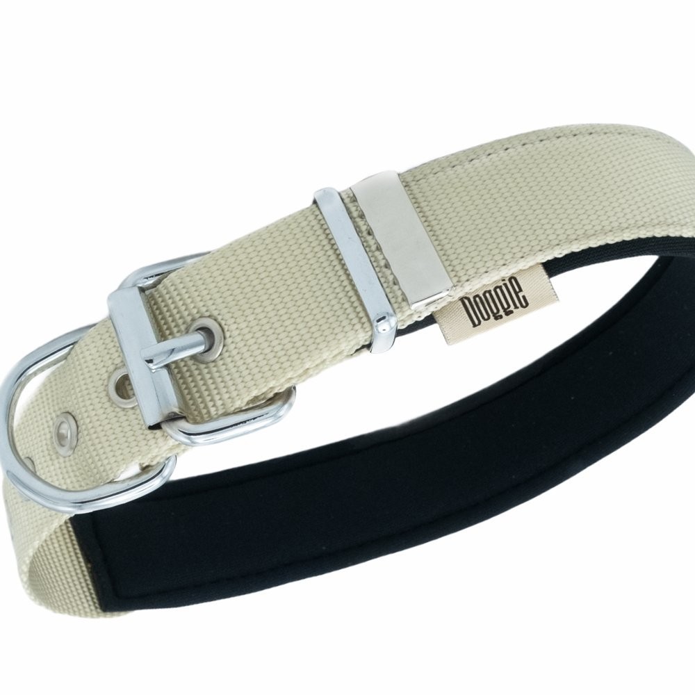 Doggie Konforlu Dokumadan El Yapımı Çivili Köpek Boyun Tasması 3x47-55 Cm K.Haki