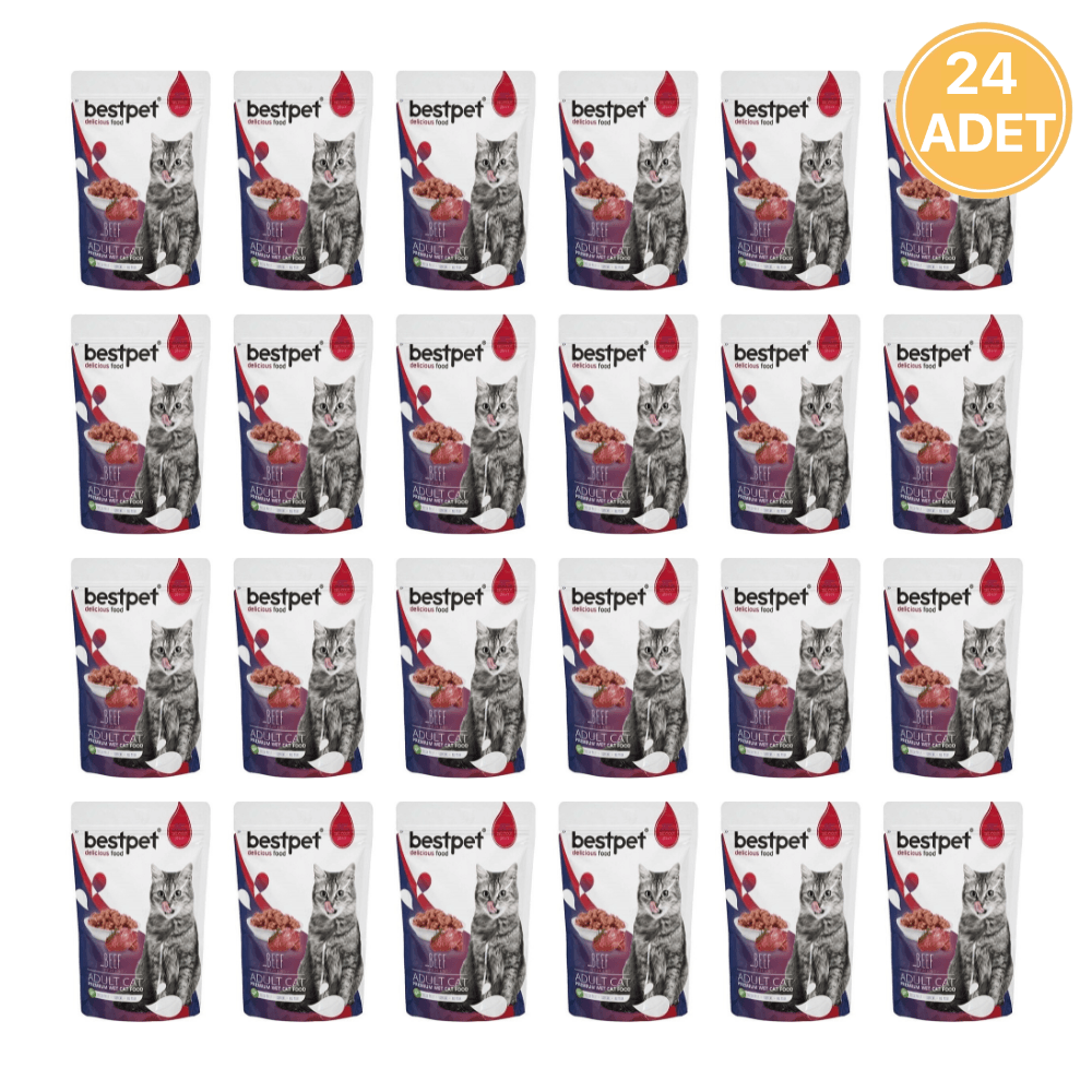 Bestpet Biftekli Jelly Yetişkin Kedi Konservesi 85 Gr (24 Adet)