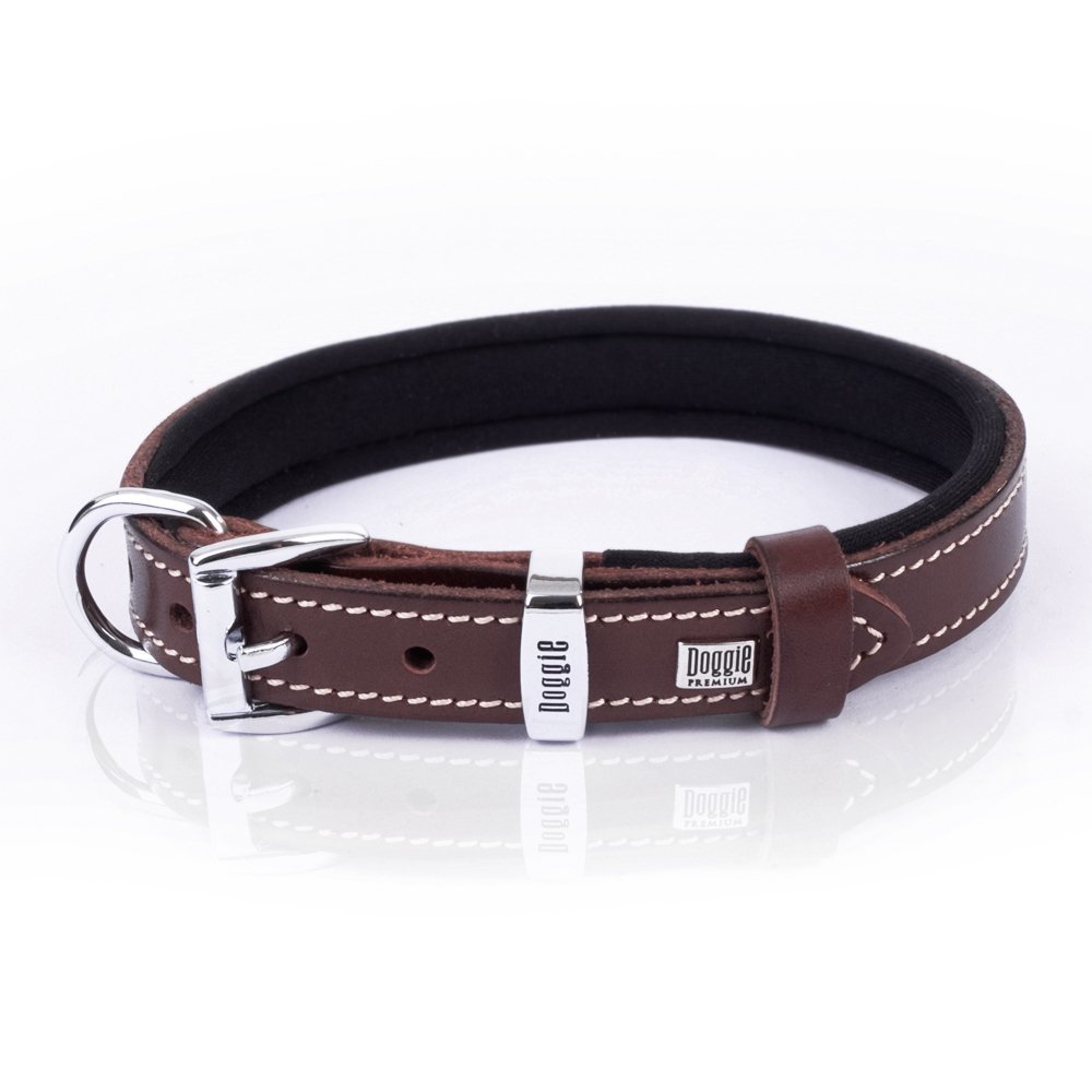 Doggie Konforlu Gerçek Deriden El Yapımı Köpek Boyun Tasması 2x35-40 Cm Kahverengi