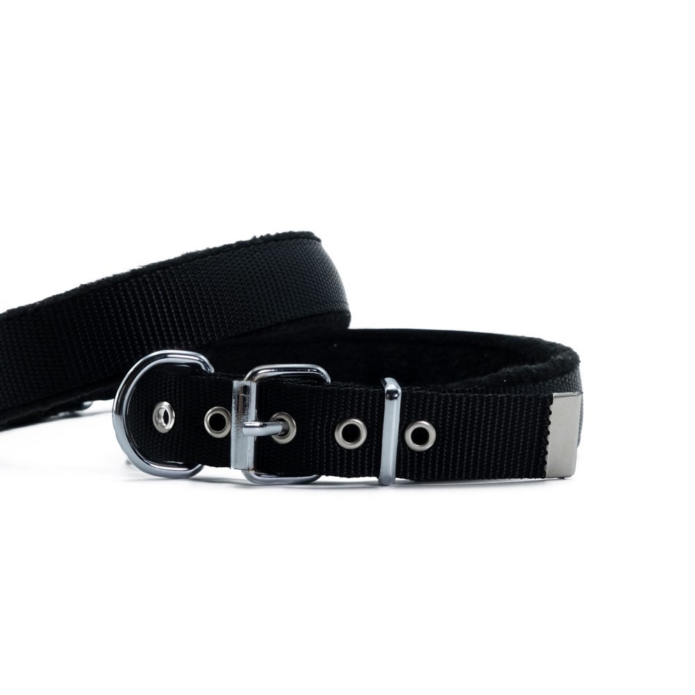 Doggie Polar Dokumadan El Yapımı Köpek Boyun Tasması 2.5x42-50 Cm Siyah