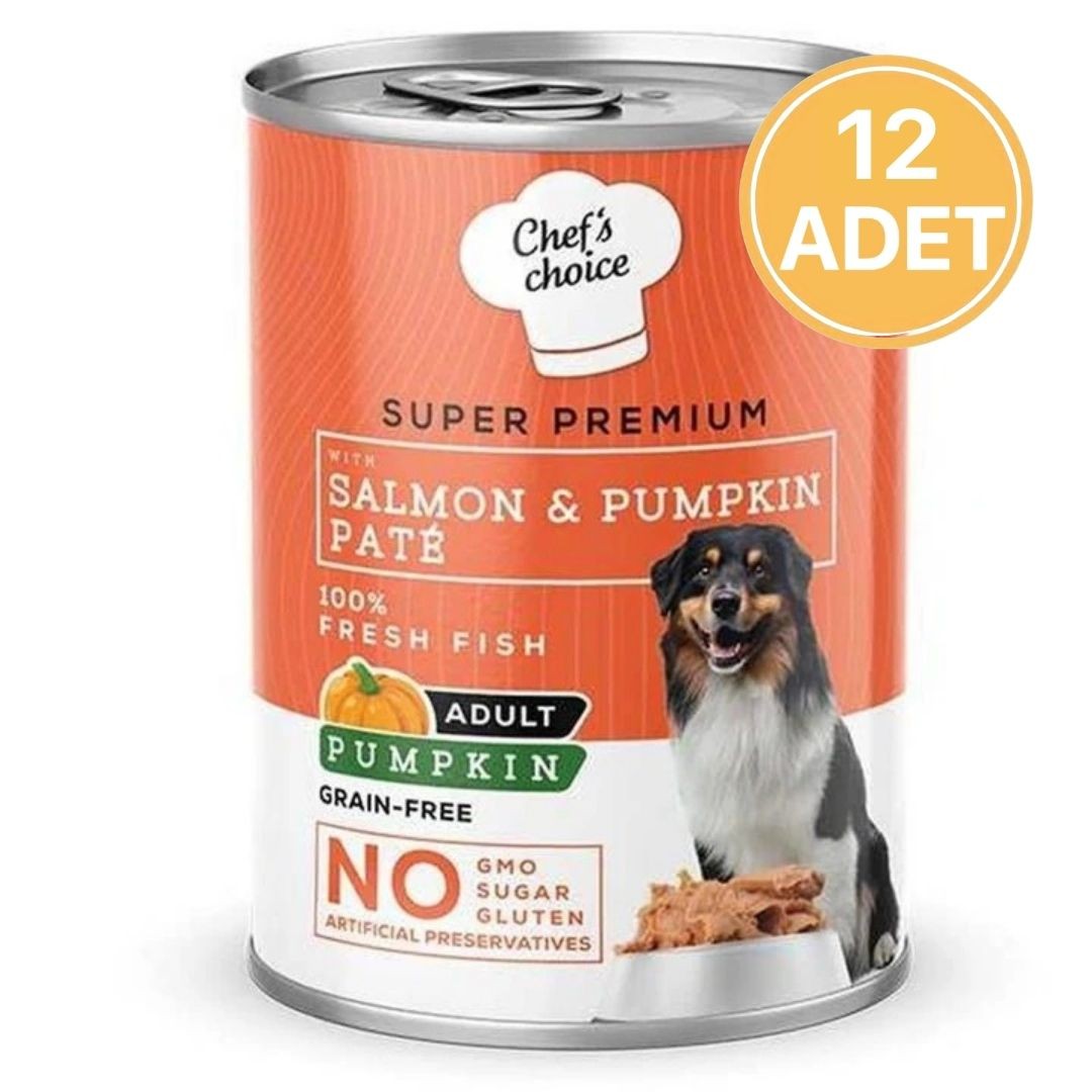 Chefs Choice Tahılsız Somonlu Balkabaklı Ezme Konserve Köpek Maması 400 Gr (12 Adet)