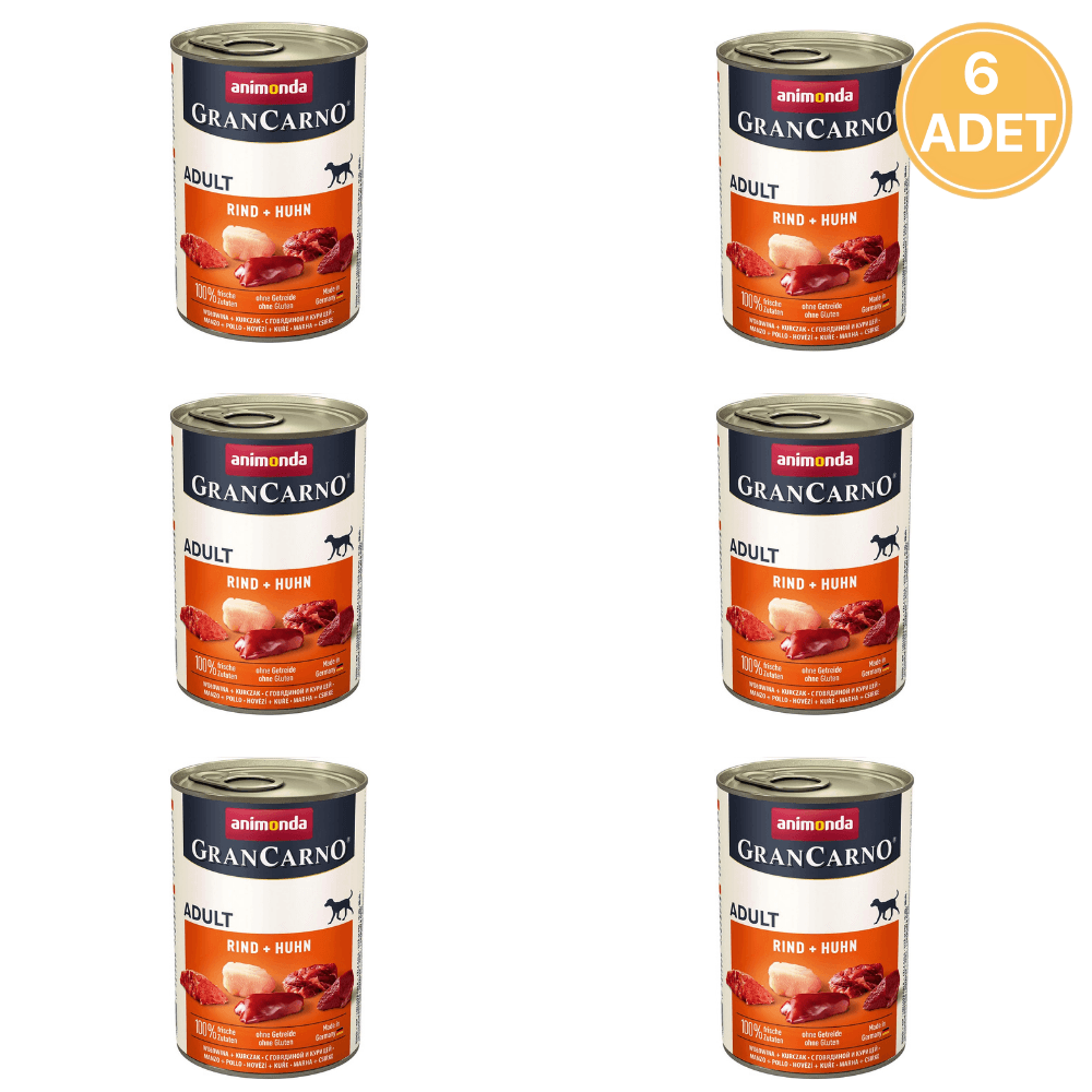Animonda Gran Carno Sığır Etli ve Tavuklu Konserve Köpek Maması 400 Gr (6 Adet)