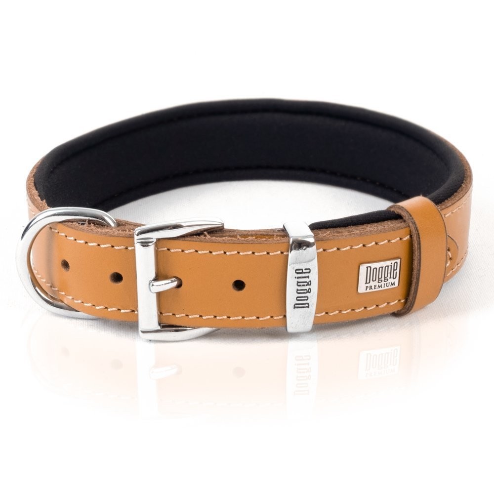 Doggie Konforlu Gerçek Deriden El Yapımı Kemik Süslü Köpek Boyun Tasması 3x42-50 Cm Camel