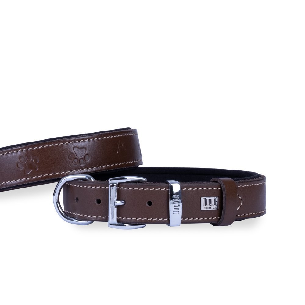 Doggie Deri Pati Desenli Boyun Tasması M 3x42-50 Cm Kahverengi
