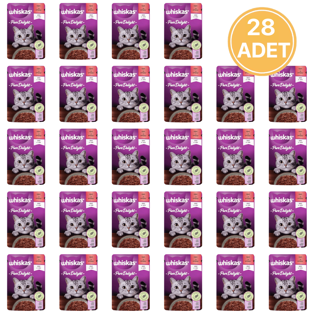 Whiskas Pouch Pure Delight Jöle İçinde Sığır Etli Yetişkin Kedi Konservesi 85 Gr (28 ADET)