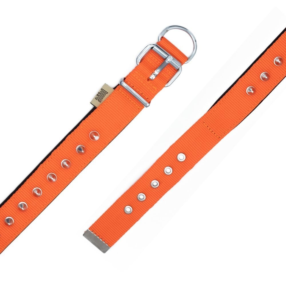 Doggie Konforlu Dokumadan El Yapımı Çivili Köpek Boyun Tasması 3x42-50 Cm Turuncu