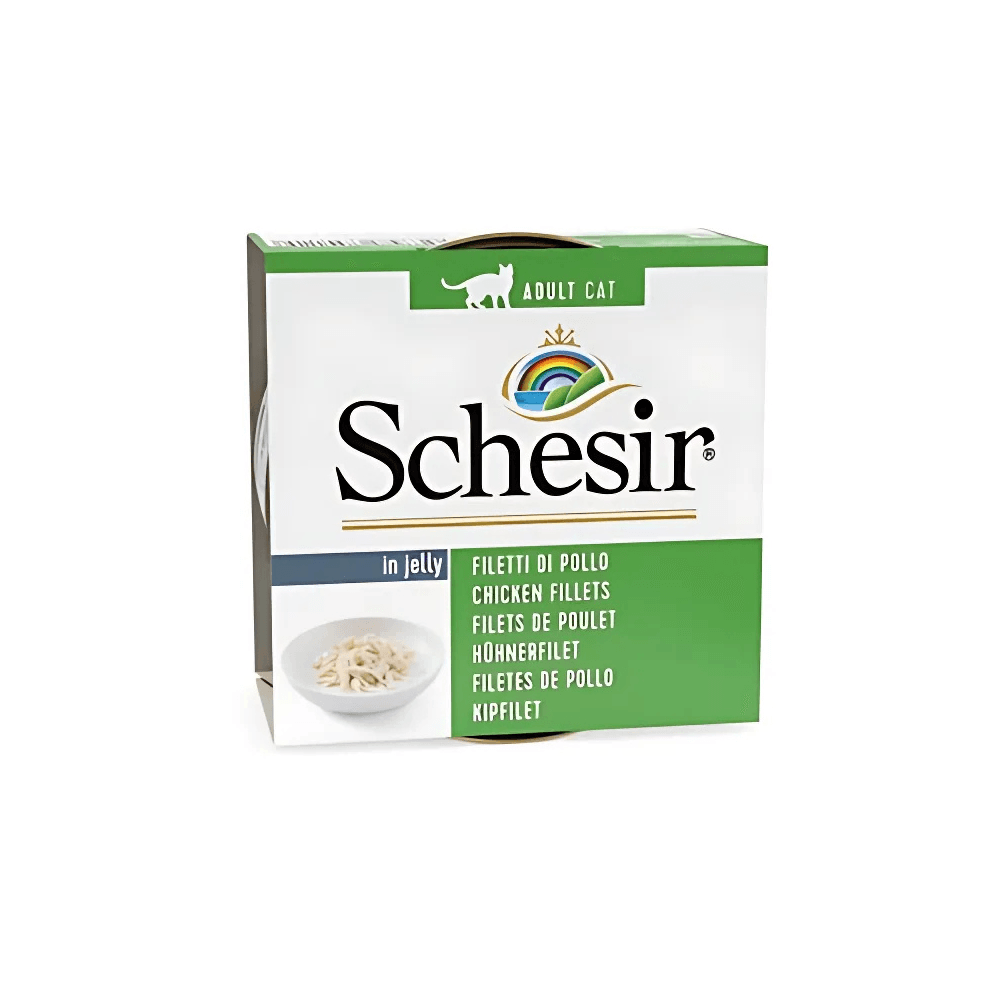 Schesir Jöleli Tavuk Fileto Yetişkin Kedi Konservesi 85 Gr (12 Adet)