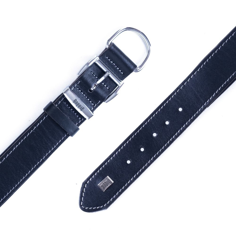 Doggie Firstclass Gerçek Deriden El Yapımı Köpek Boyun Tasması 4x57-65 Cm Siyah