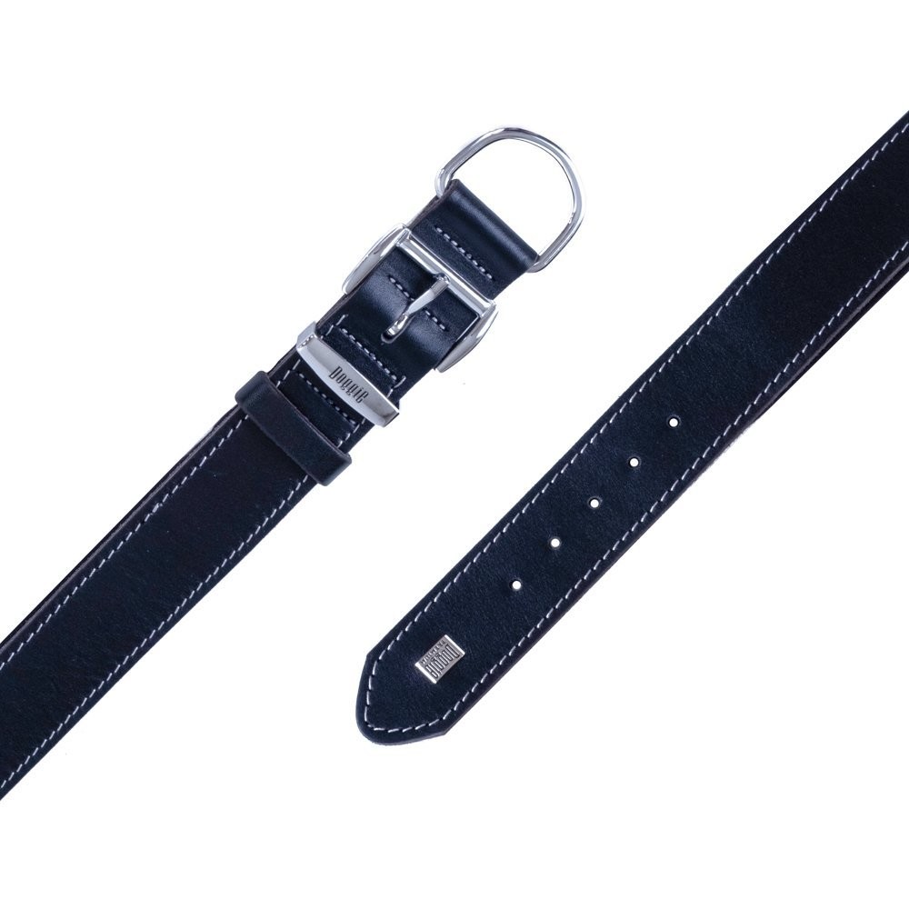 Doggie Konforlu Gerçek Deriden El Yapımı Köpek Boyun Tasması 3.5x47-55 Cm Siyah