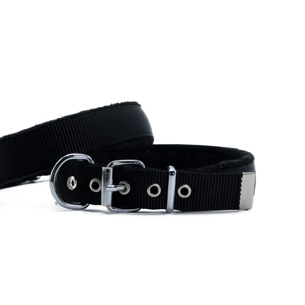 Doggie Polar Dokumadan El Yapımı Köpek Boyun Tasması 2.5x37-45 Cm Siyah