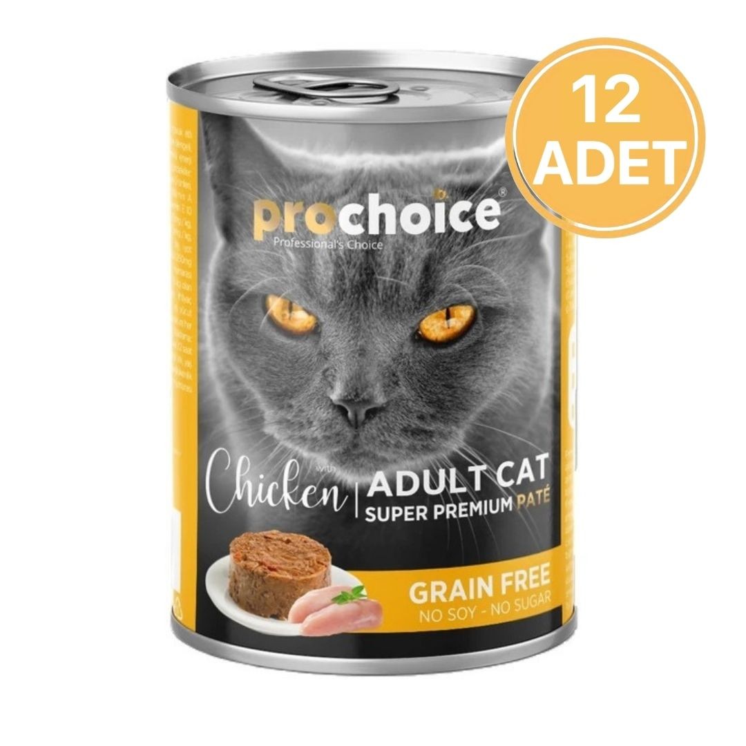 Prochoice Tahılsız Tavuk Etli Ezme Konserve Kedi Maması 400 Gr (12 Adet)