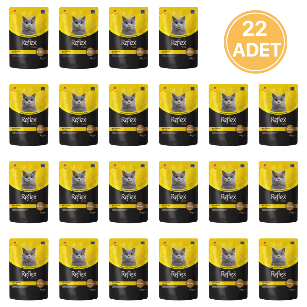 Reflex Plus Sos Et Parçacıklı Tavuklu Yetişkin Kedi Konservesi 85 Gr (22 Adet)
