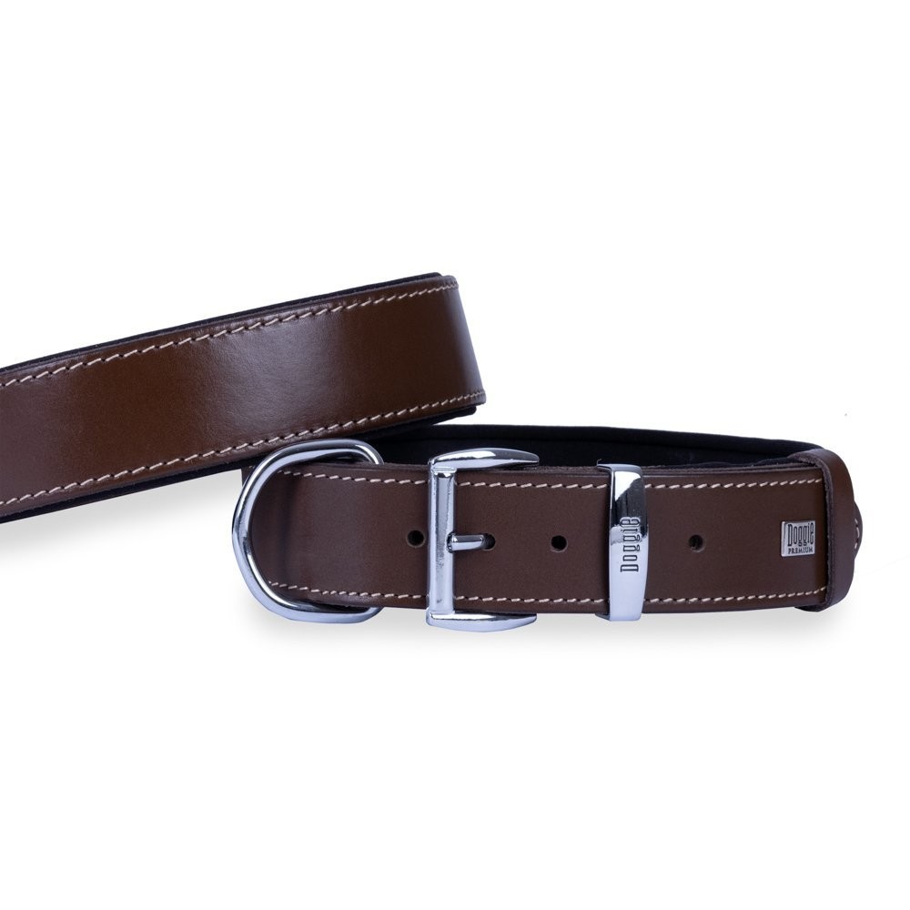 Doggie Konforlu Gerçek Deriden El Yapımı Köpek Boyun Tasması 4x57-65 Cm Kahverengi