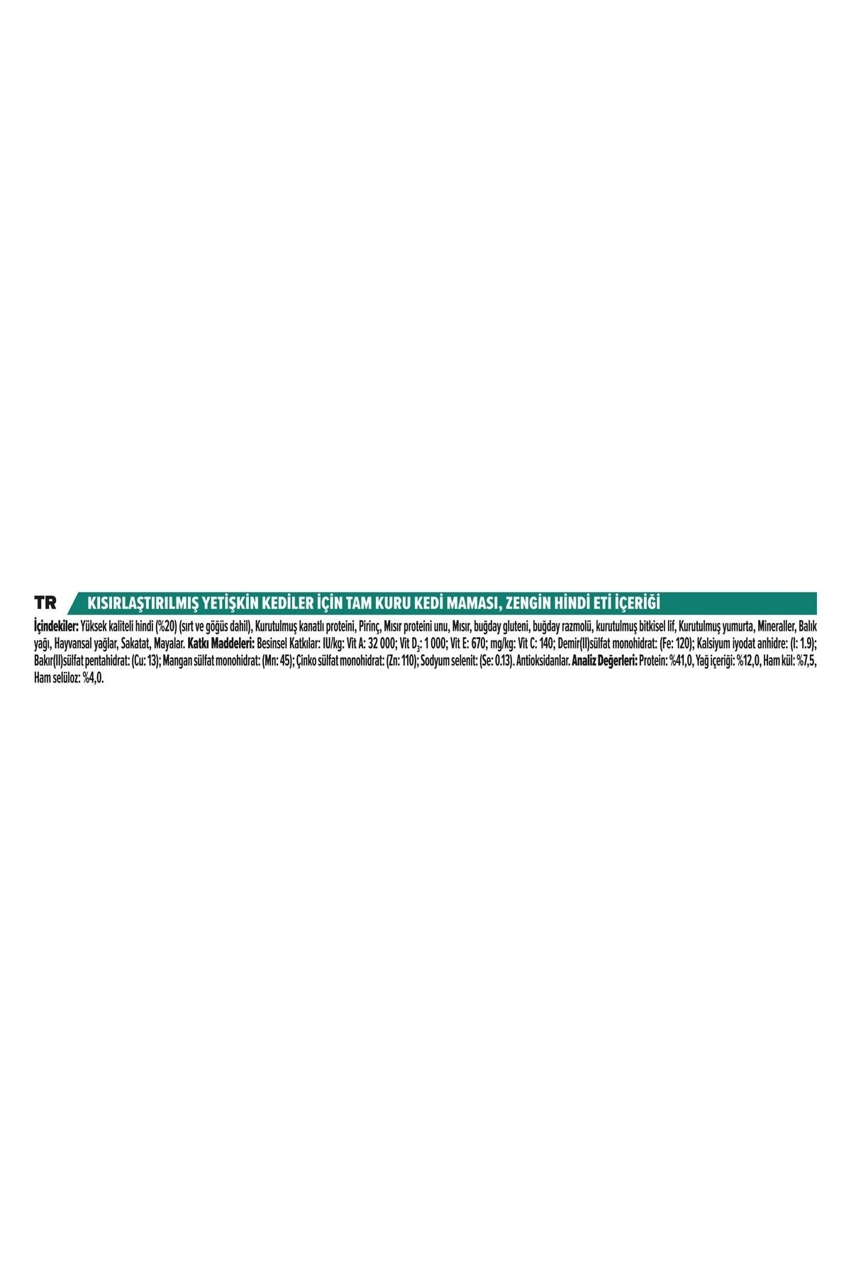 Pro Plan Kısırlaştırılmış Hindi Etli Yetişkin Kedi Maması 10 + 2 Kg BONUS