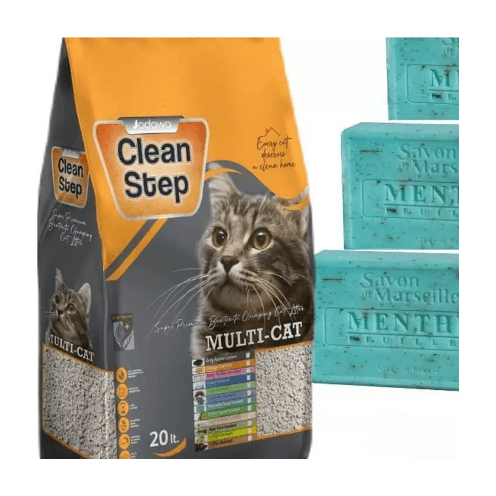 Jadawa Clean Step Sabun Kokulu Topaklanan İnce Tane Bentonit Kedi Kumu 20 Lt