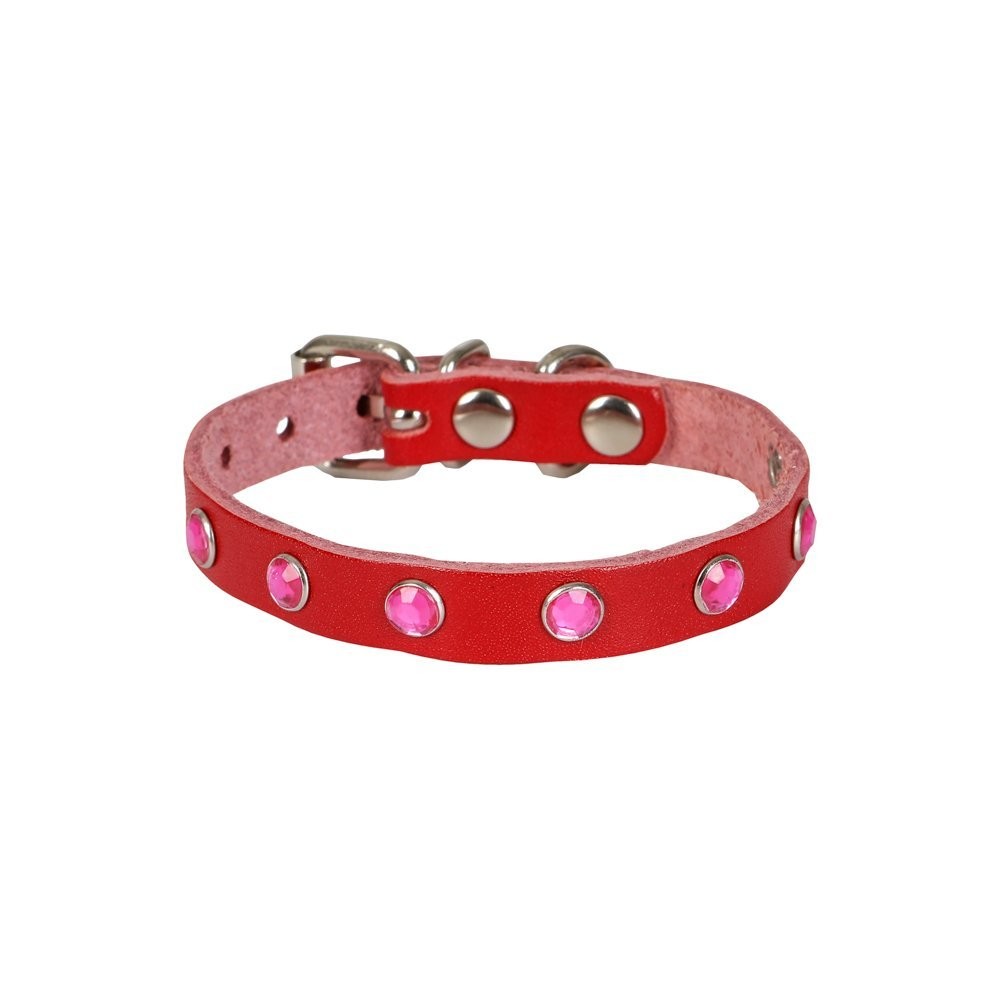 Cattie Taşlı Deri Kedi Boyun Tasması S 1x18-22 Cm Kırmızı