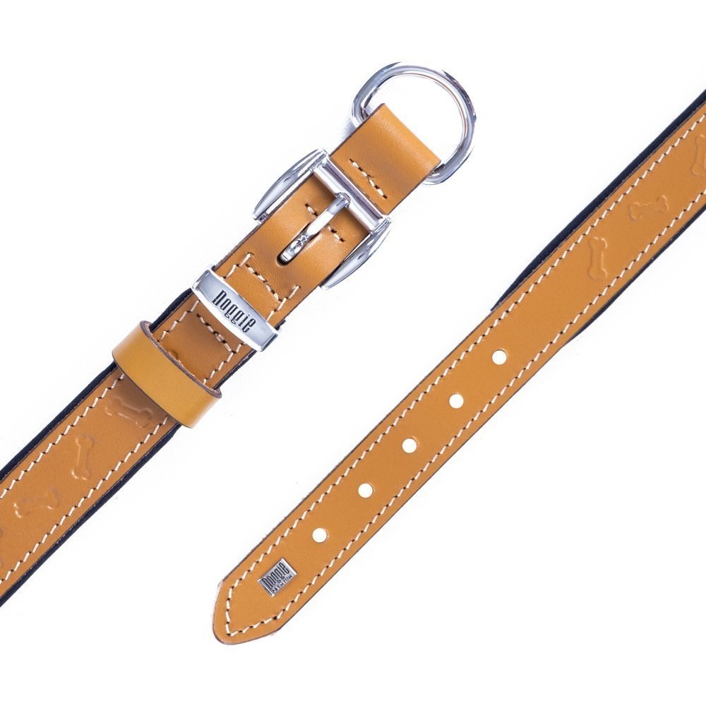 Doggie Deri Kemik Desenli Boyun Tasması M 2.5x37-45 Cm Camel