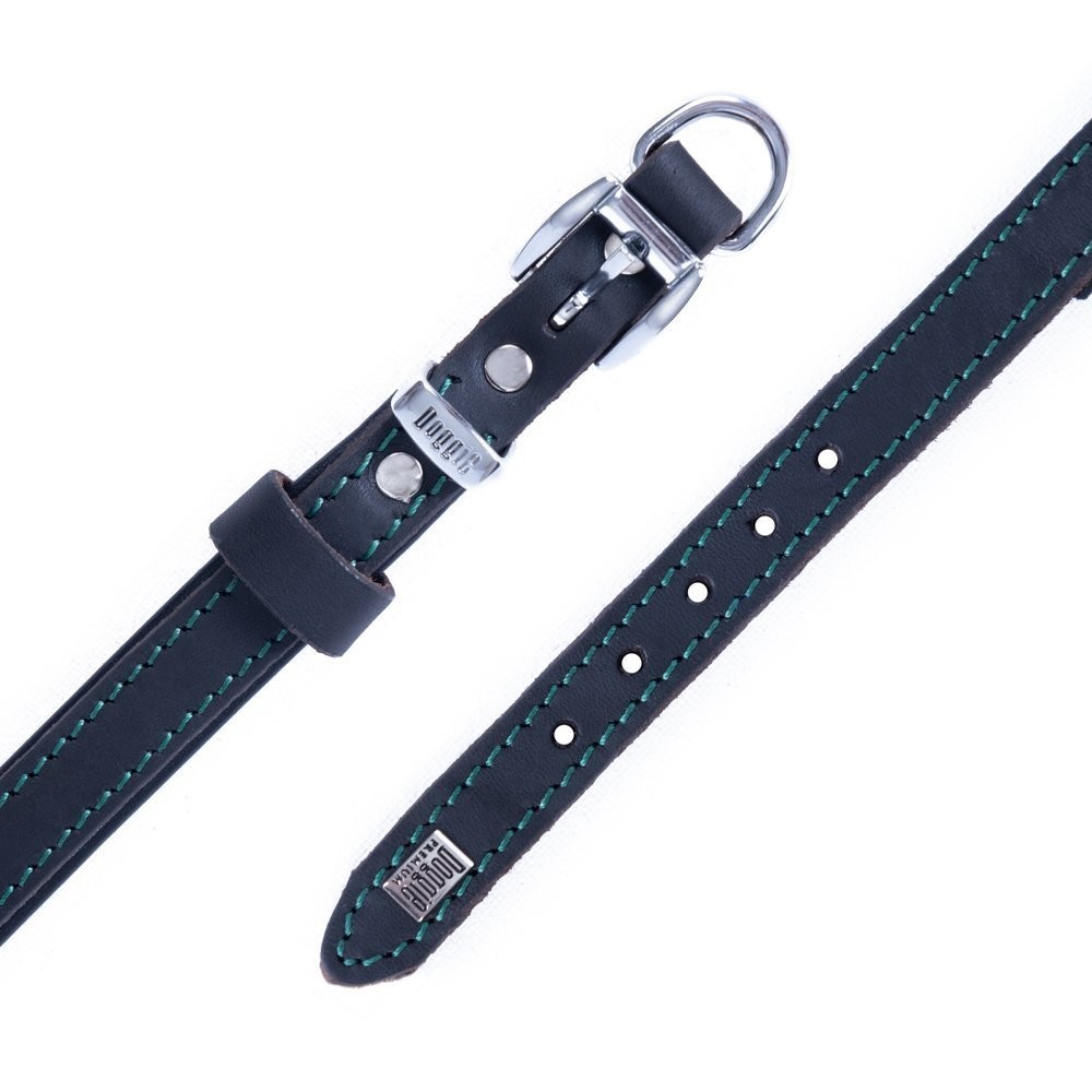 Doggie Yağlı Gerçek Deriden El Yapımı Köpek Boyun Tasması 1.5x25-30 Cm Yağ Yeşili