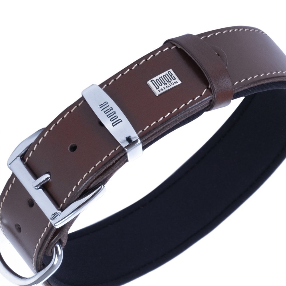 Doggie Konforlu Gerçek Deriden El Yapımı Köpek Boyun Tasması 4x47-55 Cm Kahverengi