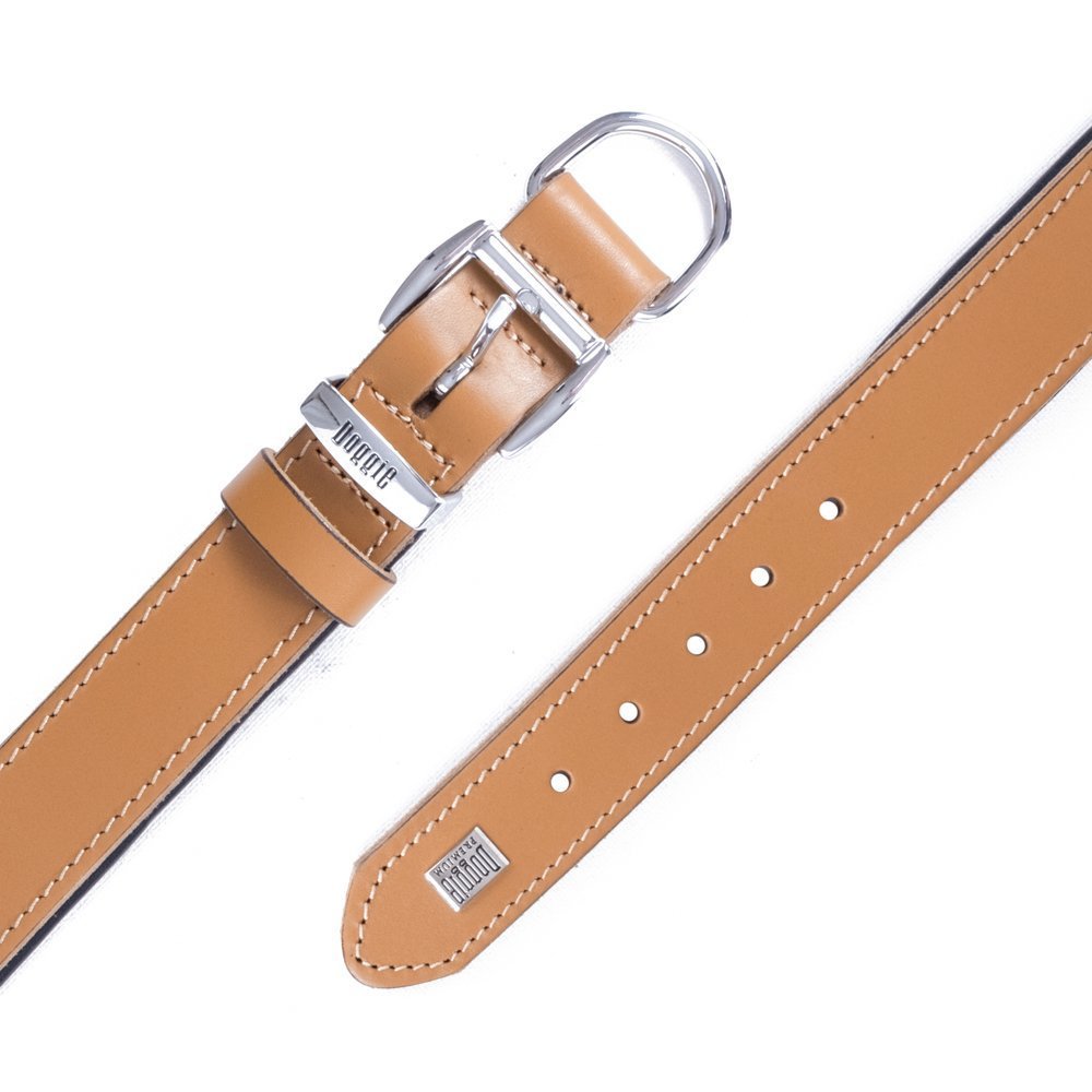 Doggie Konforlu Gerçek Deriden El Yapımı Köpek Boyun Tasması 3x42-50 Cm Camel