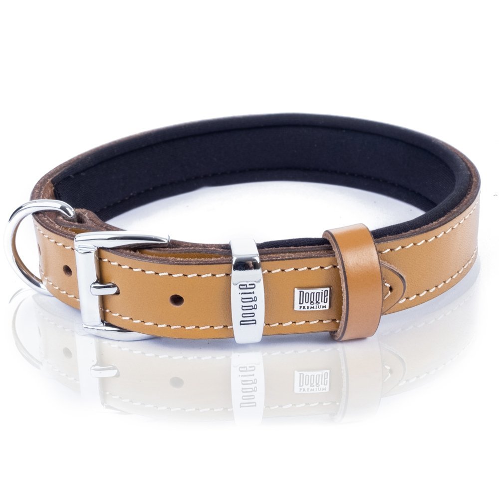 Doggie İsimlikli Deri Boyun Tasması M 2.5x37-45 Cm Camel