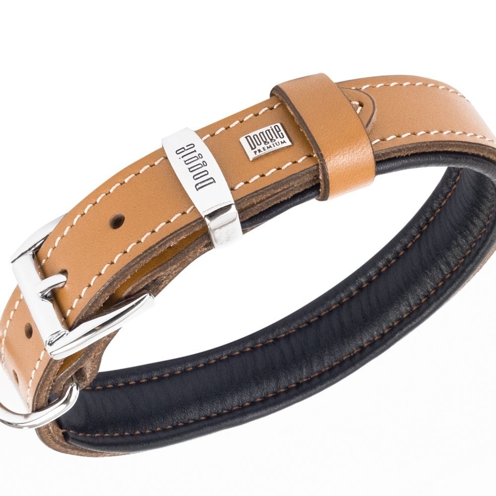 Doggie Firstclass Gerçek Deriden El Yapımı Köpek Boyun Tasması 2.5x37-45 Cm Camel