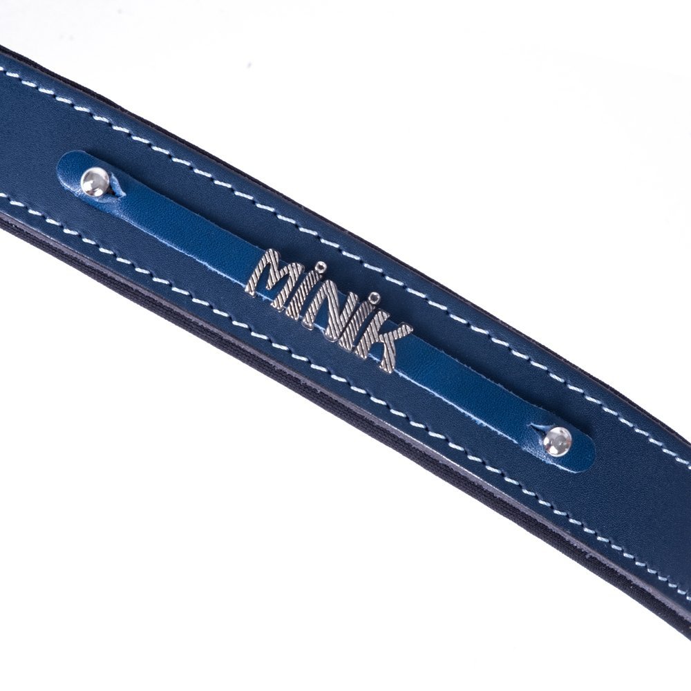 Doggie İsimlikli Deri Boyun Tasması M 3x42-50 Cm Royal Mavi