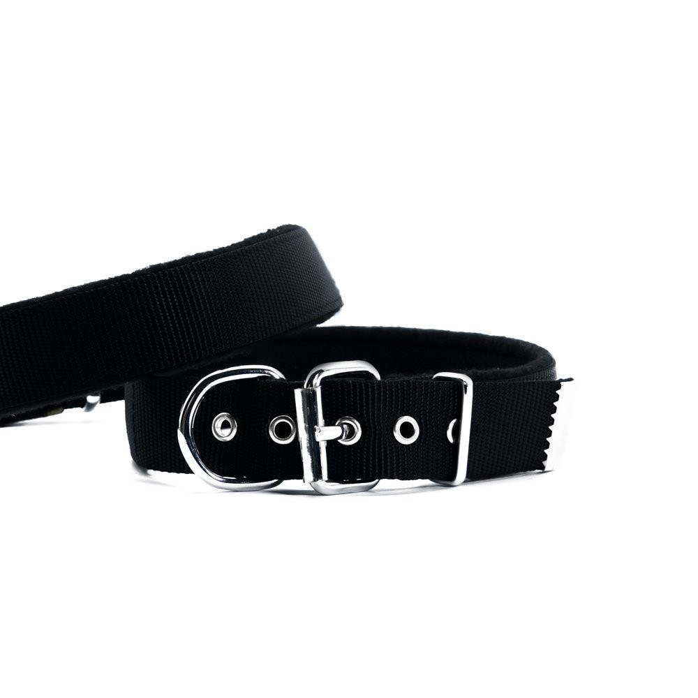 Doggie Polar Dokumadan El Yapımı Köpek Boyun Tasması 3x42-50 Cm Siyah