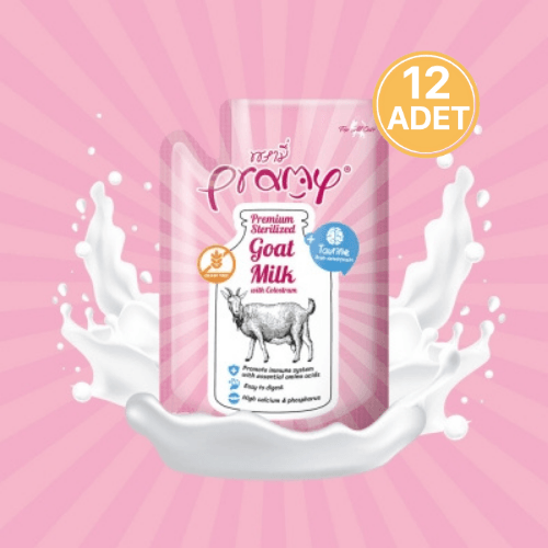Pramy Yavru Kediler İçin Kolostrum Ve Taurinli Strerilize Keçi Sütü 60 Gr (12 Adet)