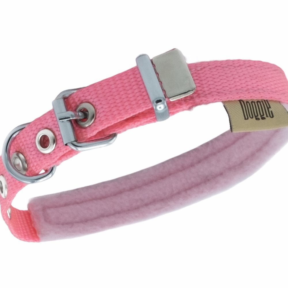 Doggie Polar Dokumadan El Yapımı Köpek Boyun Tasması 1.5x20-25 Cm Pembe
