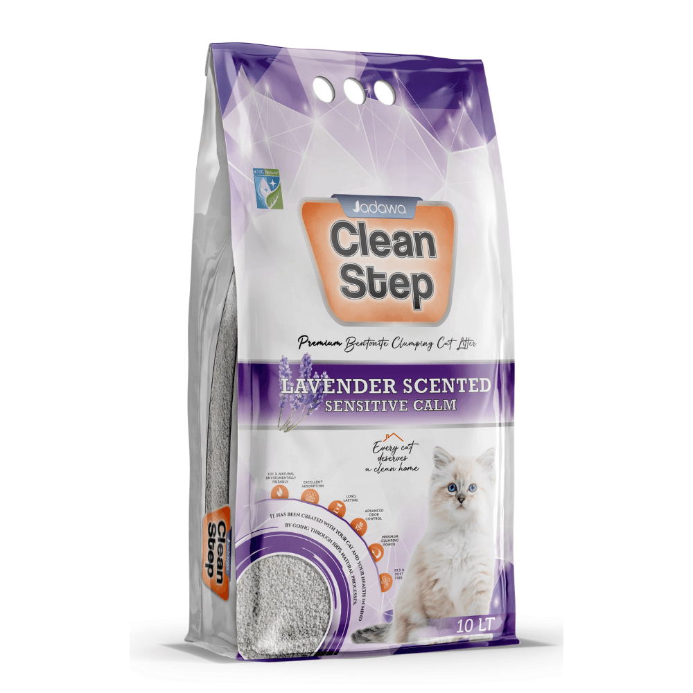 JADAWA Clean Step Lavanta Kokulu Topaklanan İnce Tane Bentonit Kedi Kumu 10 LT