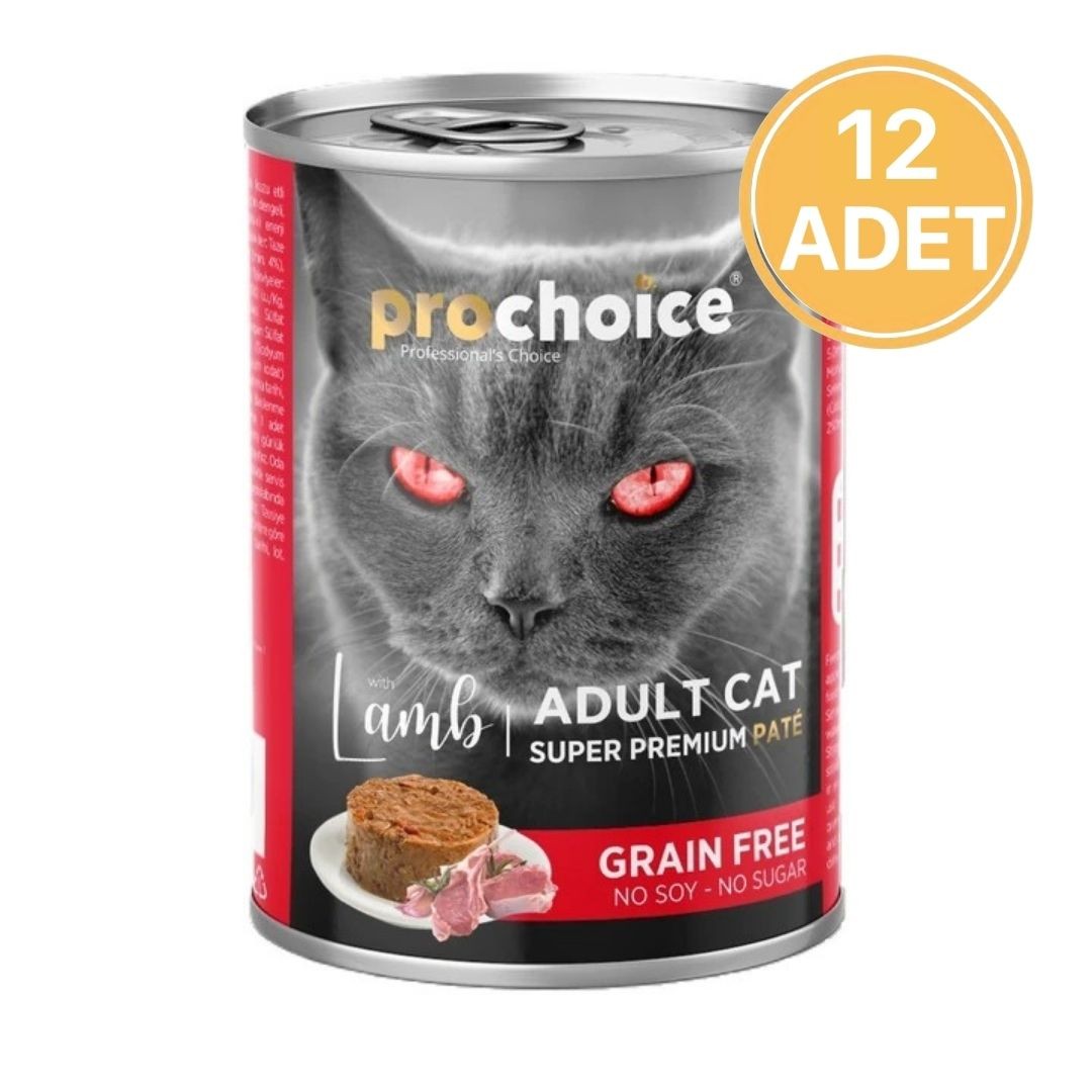 Prochoice Tahılsız Kuzu Etli Ezme Konserve Kedi Maması 400 Gr (12 Adet)