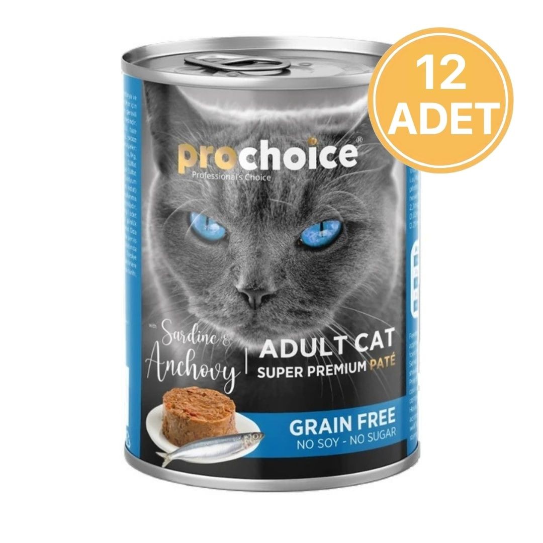 Prochoice Tahılsız Sardalya ve Hamsili Ezme Konserve Kedi Maması 400 Gr (12 Adet)