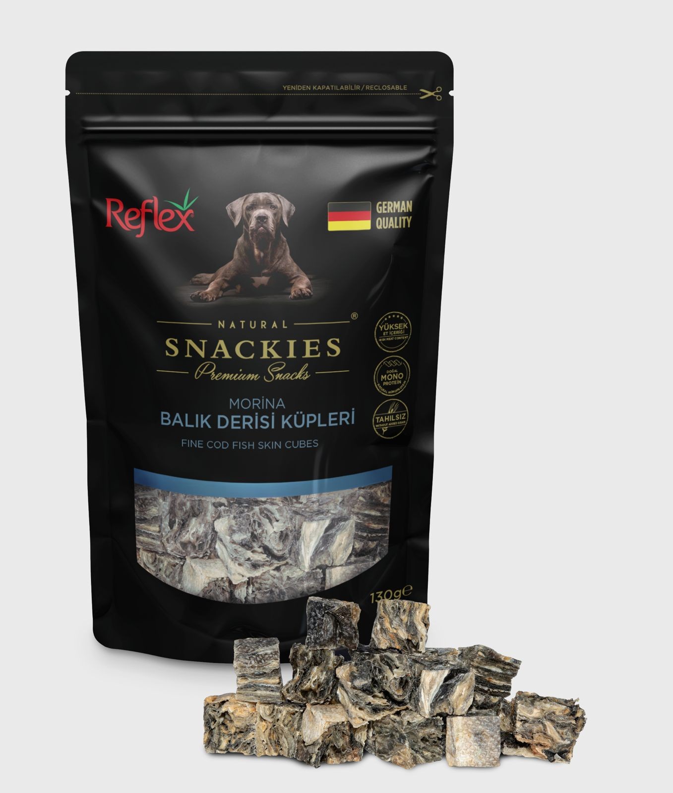 Reflex Snackies Morina Balık Derisi Küpleri Köpek Ödülü 130 Gr