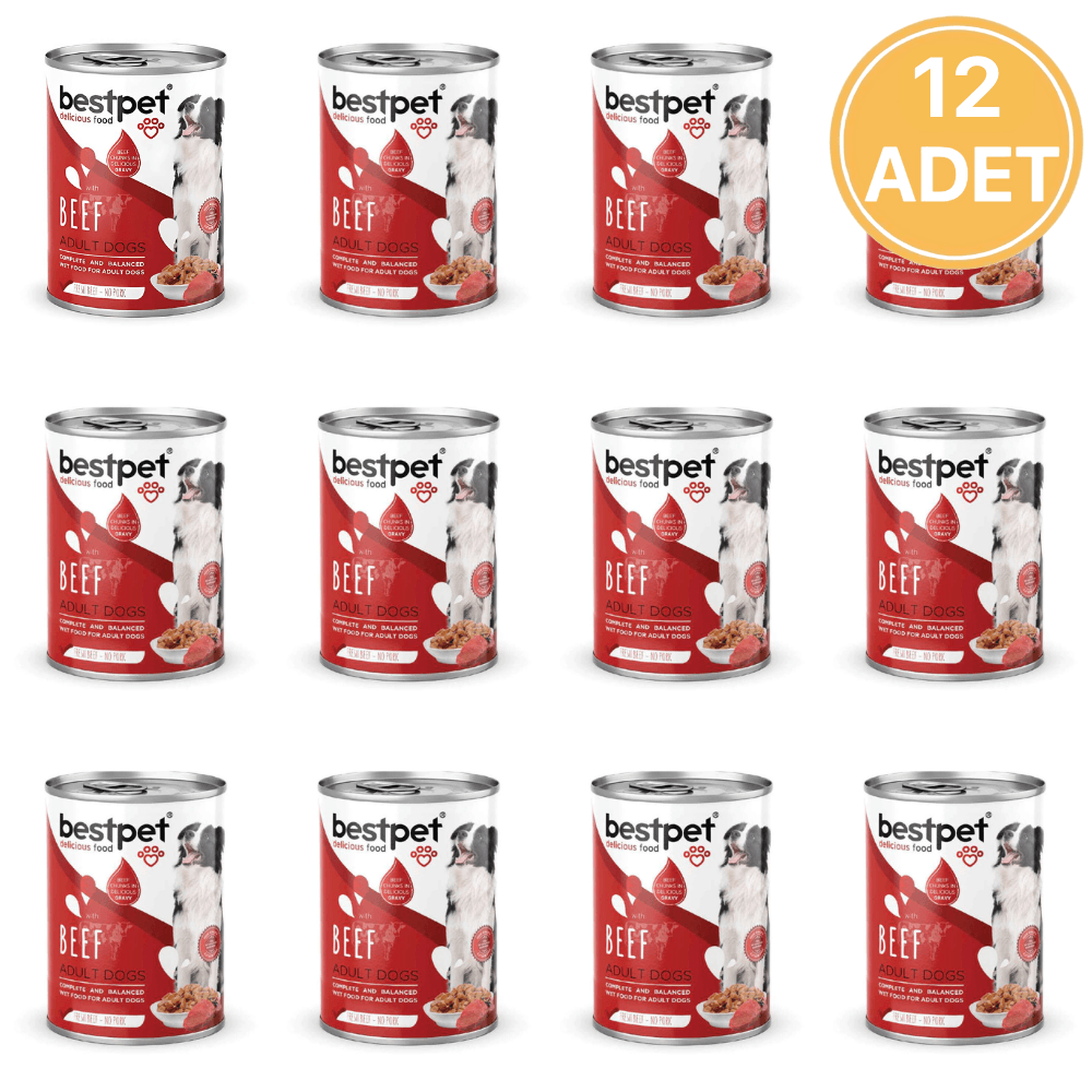 Bestpet Sığır Etli Yetişkin Köpek Konservesi 400 Gr (24 Adet)
