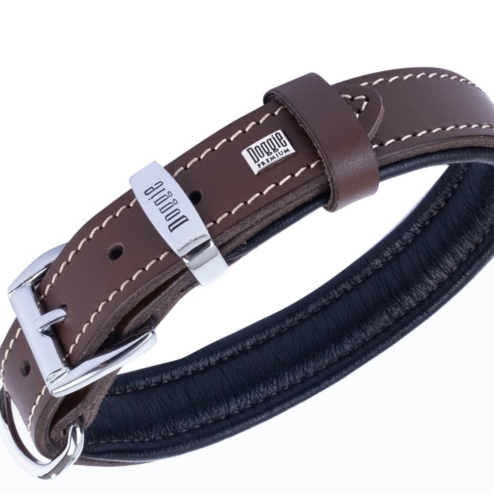 Doggie Firstclass Gerçek Deriden El Yapımı Köpek Boyun Tasması 2.5x37-45 Cm Kahverengi